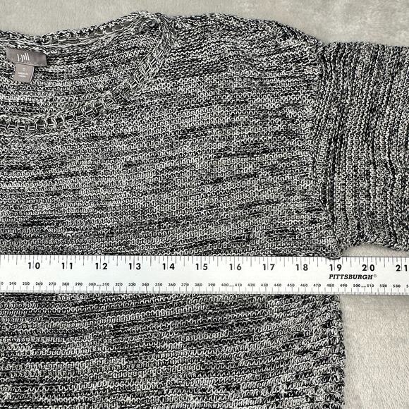 J. Jill 100% LINEN open‎ knit Dolman sweater short sleeve black white cute trim - Picture 5 of 14